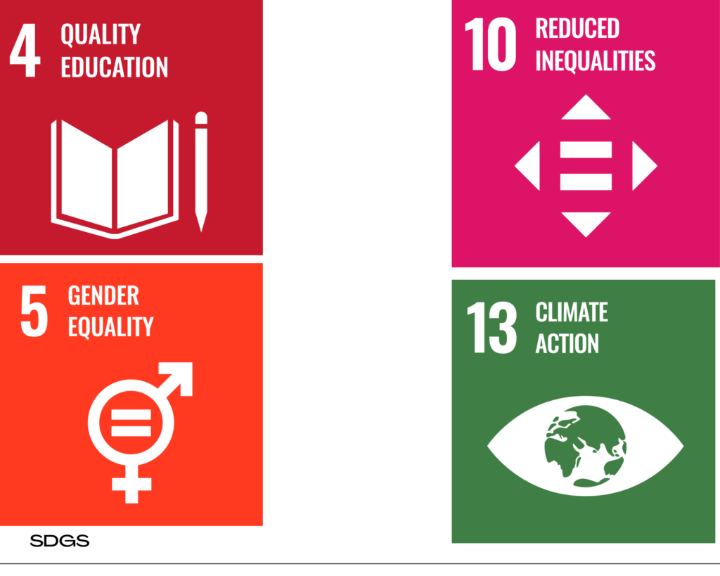 sustainable development goals of climate action and reduced inequalities, gender equality and quality education