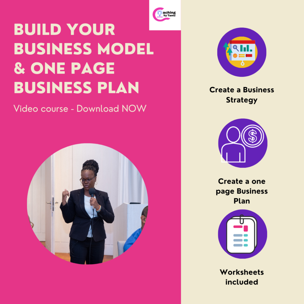 Video Workshop Downloadable for USD $29.99 on creating your one page business plan and business model